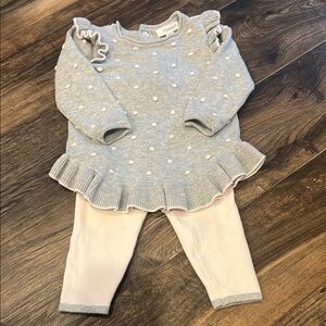 Gray Polka Dot Ruffle Baby Outfit